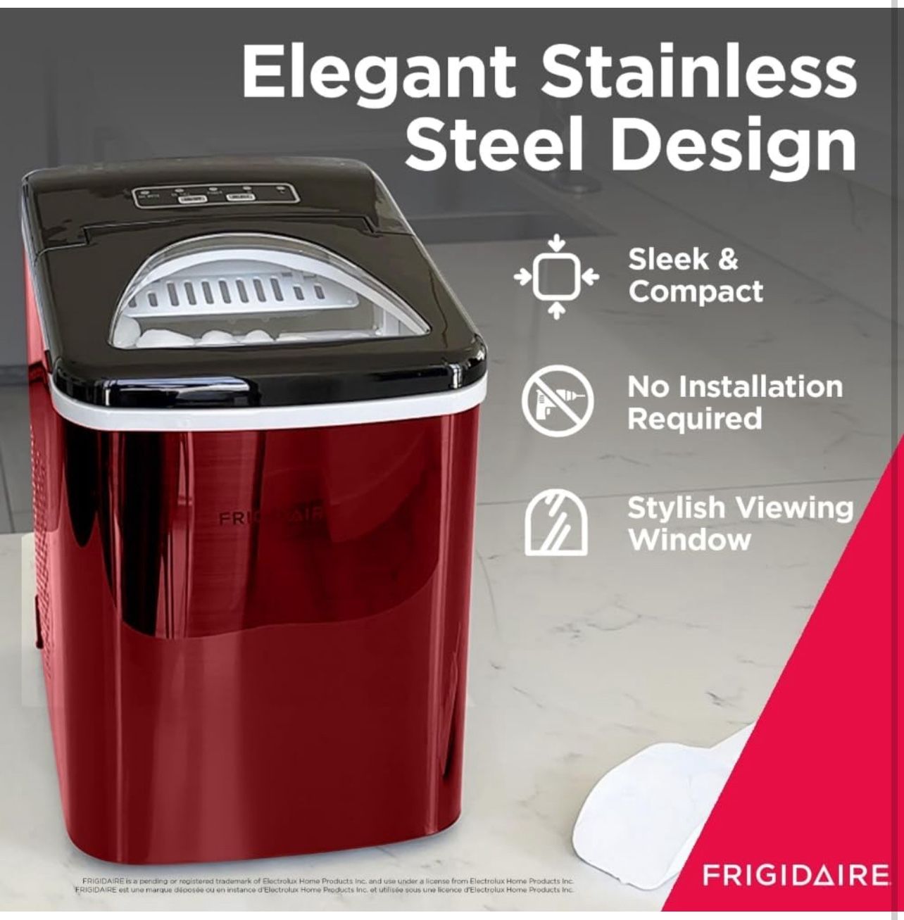 FRIGIDAIRE RIC117-SSRED Stainless Steel Ice Maker Medium Red