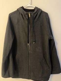 Gray Full-Zip Hoodie with Gold Zipper
