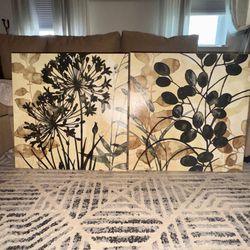 Elegant 2-Piece Botanical Canvas Wall Art Set