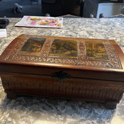Antique cedar jewel box,  original hardware