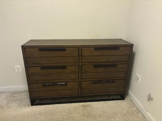Modern 6-Drawer Wood Dresser with Metal Base