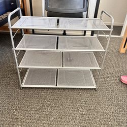 Metal Mesh 4-Tier Shoe Rack