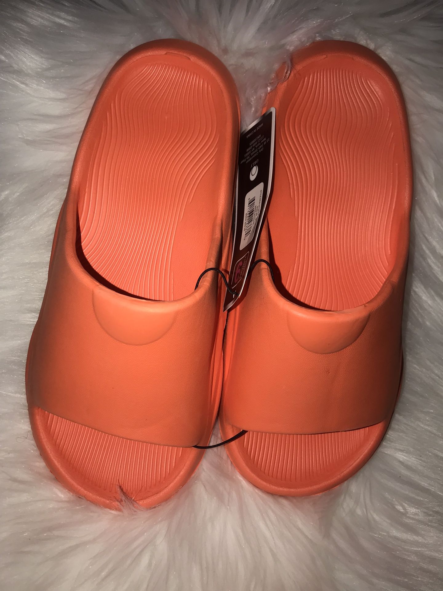 ORANGE YEEZY SLIDES