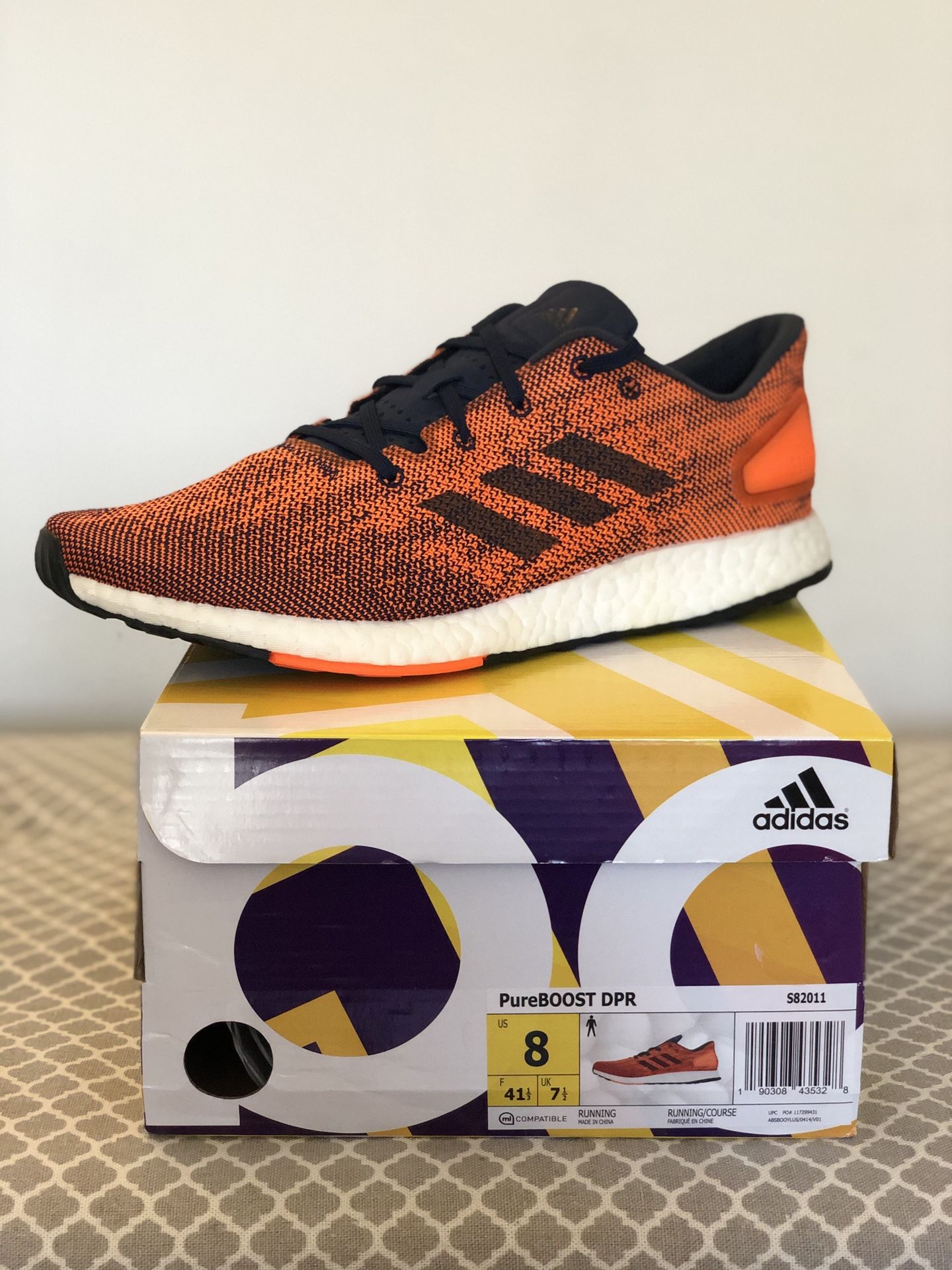 Adidas Men Pureboost DPR Collegiate Navy/Night Navy Solar Orange Size 8  Shoes