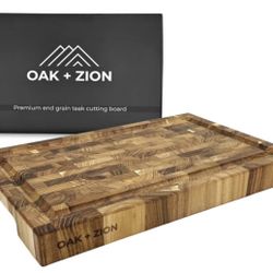 Oak & Zion Premium Teak Wooden Cutting Board & Serving Tray