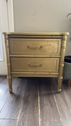 Gold Faux Bamboo 2-Drawer Nightstand