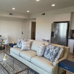 Leather Comfy Sofa With Removable Cushions