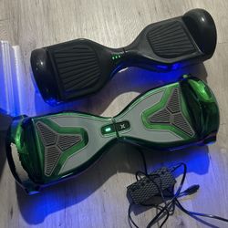 1 Rainbow Chrome Hoverboard, 1 Black Hoverboard