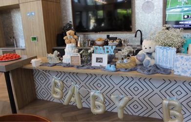 Blue baby shower decorations