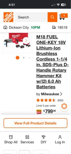 Milwaukee M18 FUEL ONE-KEY SDS-Plus Rotary Hammer Kit
