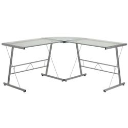 Glass computer L desk