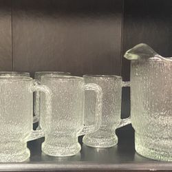 Vintage Indiana 6 Mugs And Matching Pitcher