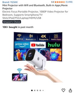 YGSKK Mini Projector with WiFi and Bluetooth