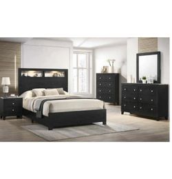 4- Pc Bedroom set Dresser,Mirror  Nightstand (1) Queen size bed frame  Not including Mattress and Box Sp