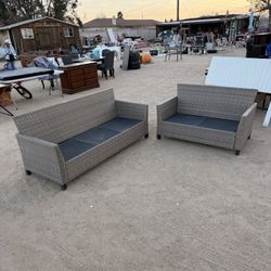 (2) Piece Patio Couch Set (NO CUSHIONS) Quality Wicker Patio 