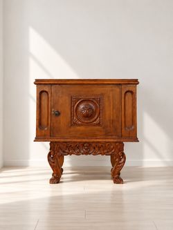 Beautiful Vintage Ornately Carved Wood Accent Cabinet