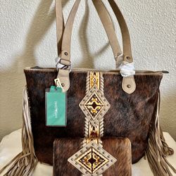 Trinity Ranch ✨ Hair On Cowhide Concealed Carry Tote and Matching Wallet in Brown