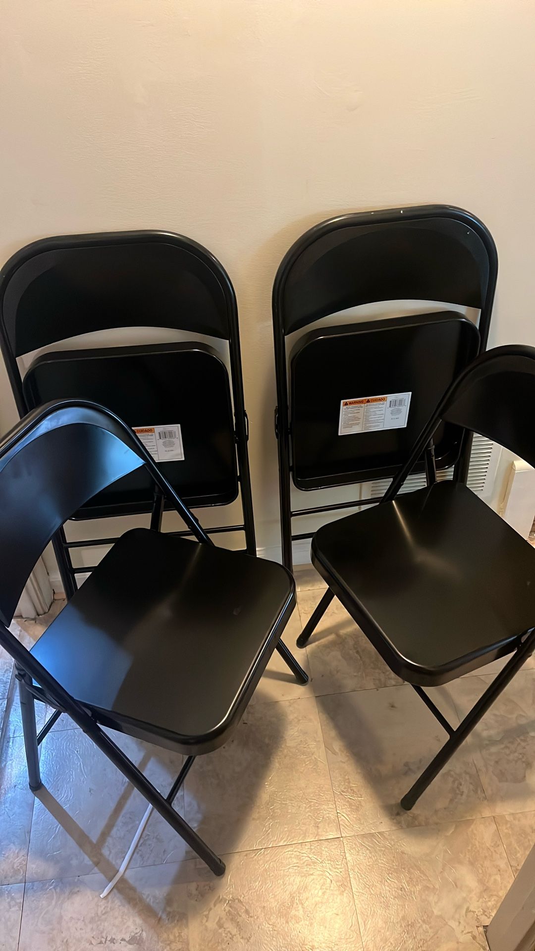 4x Black Metal folding Chairs