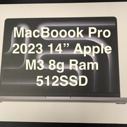 MacBook Pro 2023 14” Apple M3 8g Ram 512ssd