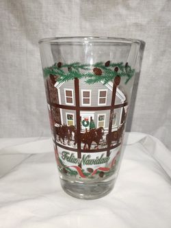 Vtg Budweiser's Feliz Navidad Clydsdale christmas glass by libbey