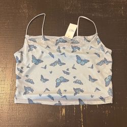 Mesh Butterfly Crop Top