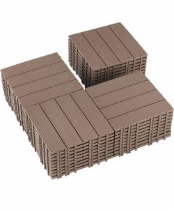 New-36 PCS Plastic Interlocking Deck Tiles - 12" x 12" Waterproof Indoor Outdoor Flooring All Weather Use, Patio Floor Decking for Porch Poolside Back