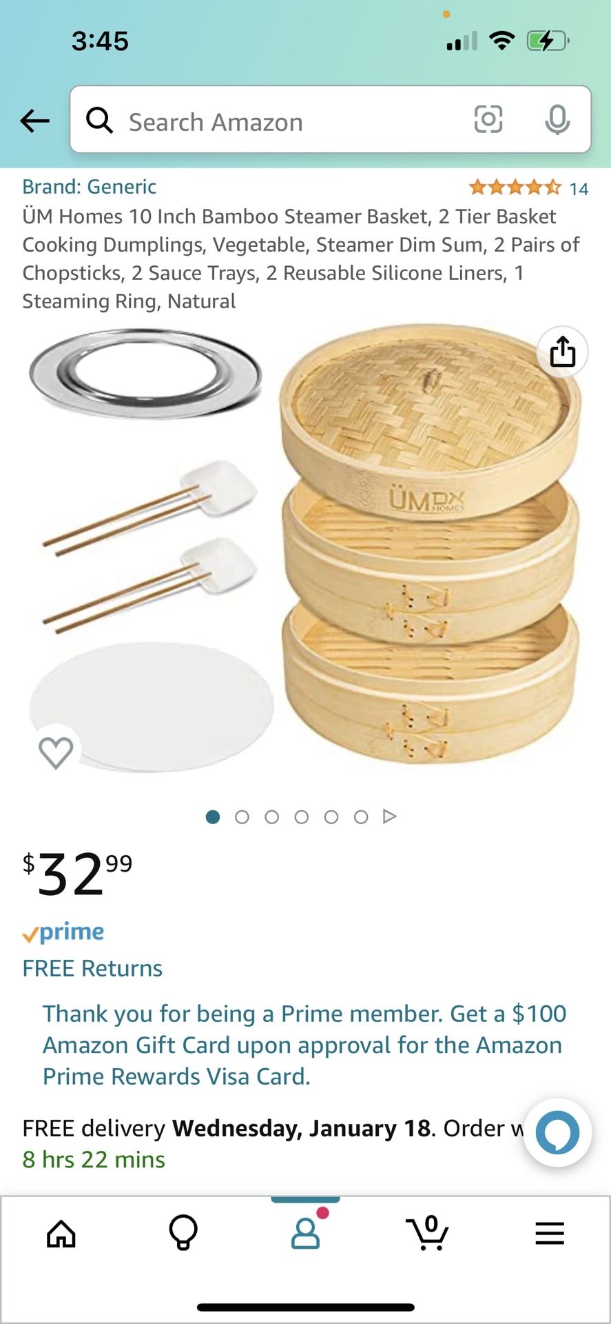 10 Inch Bamboo Steamer Basket New