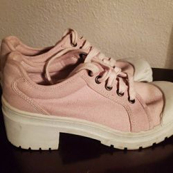 Pink Canvas Shoes w/ Heel
