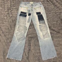 Free People Women's Size W 30R Denim Jeans Patch Design