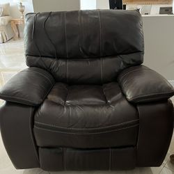 Large Brown Leather Recliner 