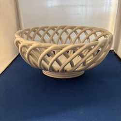 Large Ceramic Lattice Woven Basket