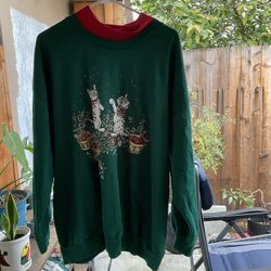 Vintage Christmas Cat Sweater