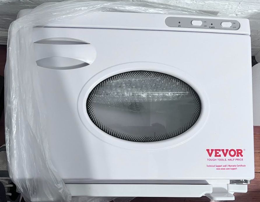 VEVOR White Towel Warmer with See Through Window and 2 Stainless Steel Racks for 50-60 Towels