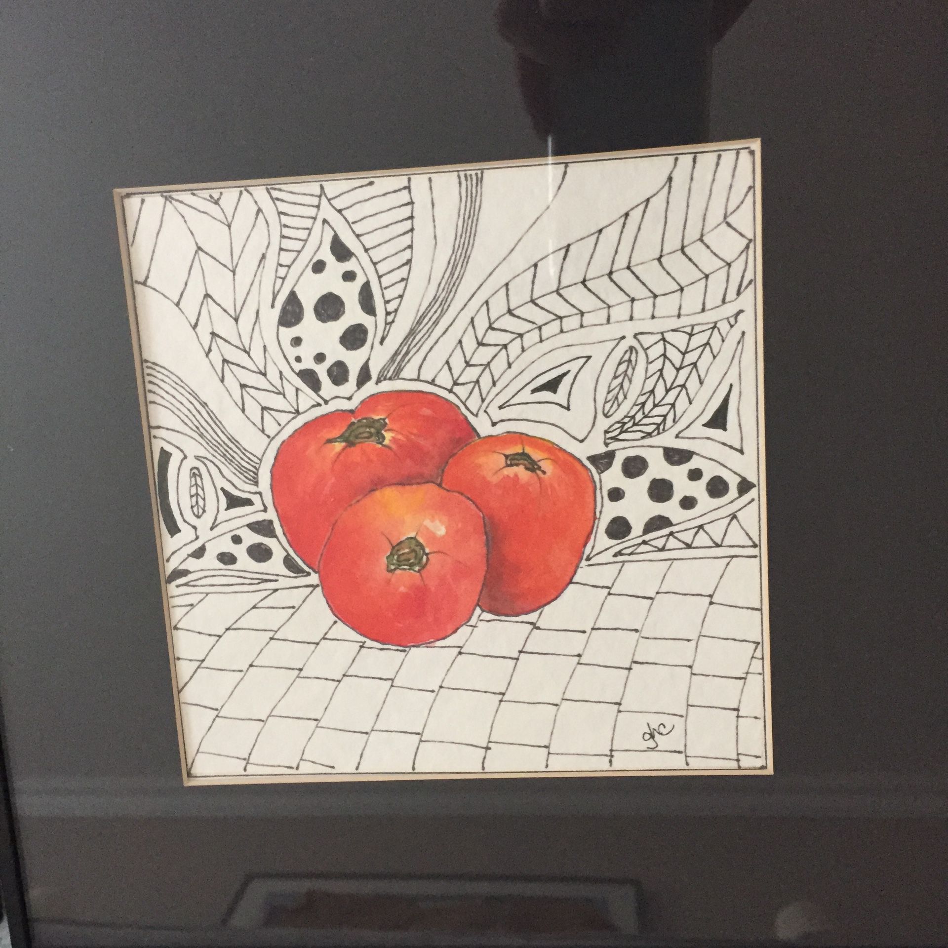 Gail Cunningham Art - mixed media Bananas, Tomatoes, and Peaches
