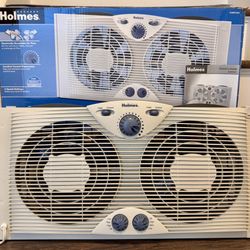 Holmes Twin Window Fan - Off White/Gray - Like New 