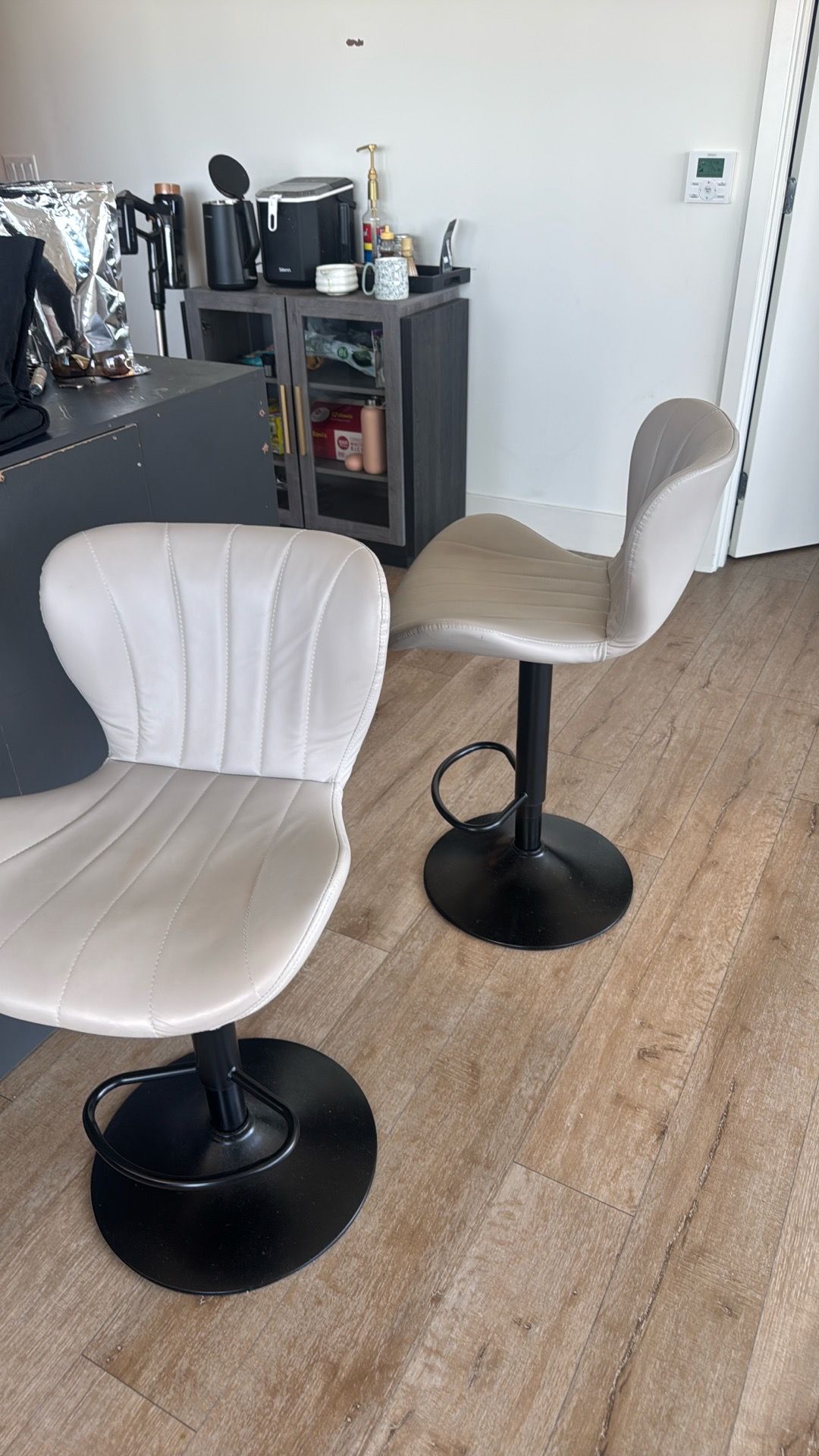 Beige Swivel Bar Stool