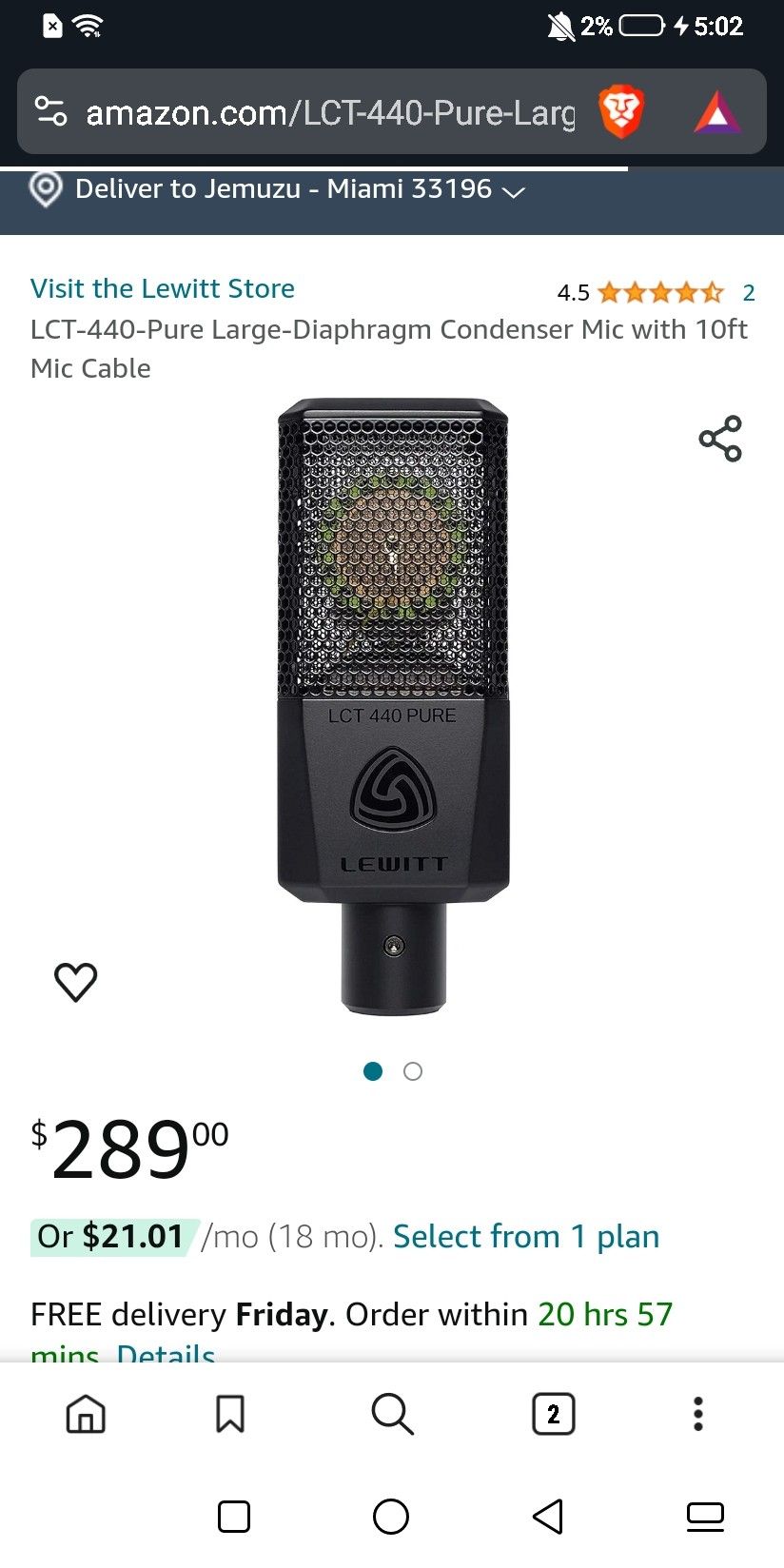 Lewitt Condenser Microphone | Microfono  Condensador | Vocals or recording of Piano / Guitars / Bass Amplifiers  w XLR Cable LCT 440 Pure (Best Offer)