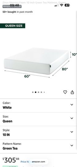 Queen size Memory Foam 10 Inch Green Tea Mattress