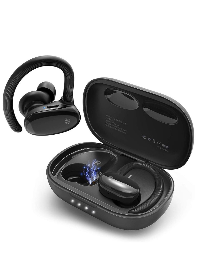 Wireless Earbuds Bluetooth 5.0 Headphones, AOPOY TWS Sports Wireless Earphones 60H Playtime IPX6 Waterproof with Touch Control and Charging Case for