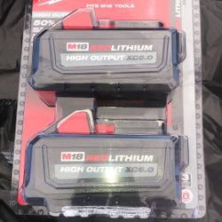 Milwaukee #(contact info removed)2 Batteries M18 Red Lithium XC6.0