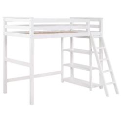 New Coaster Transitional Wood Twin Size Loft Bed Frame with Ladder & Guardrails