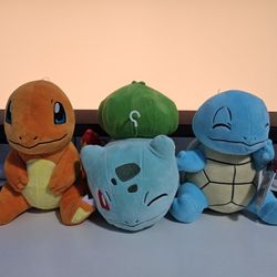 Pokémon 8" Plush Starter 3-Pack: Charmander, Squirtle, Bulbasaur