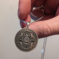 Silver Viking Pendant + Necklace 