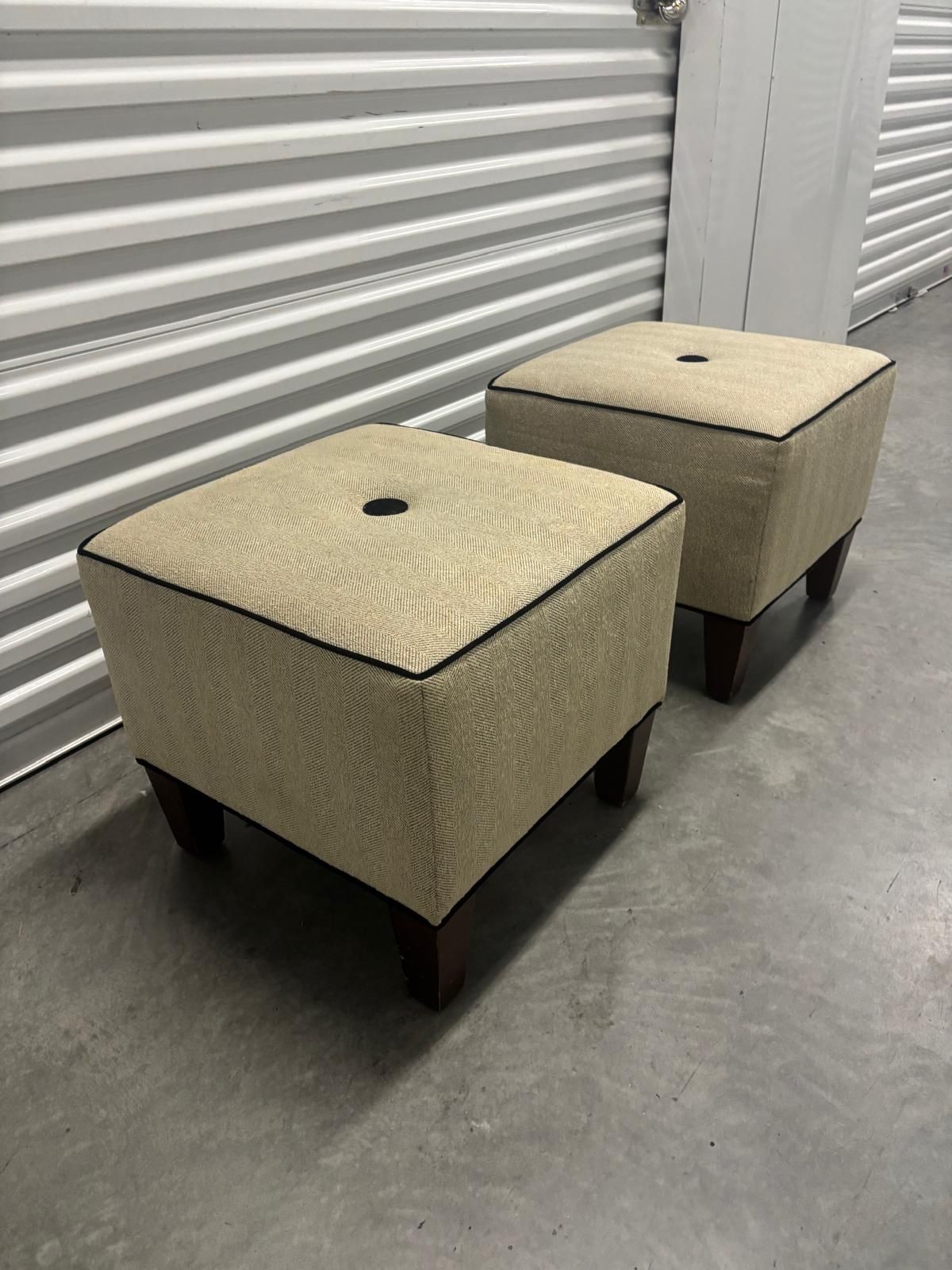 Two Ethan Allen ottomans with solid wood legs … 20” x 20” … $150