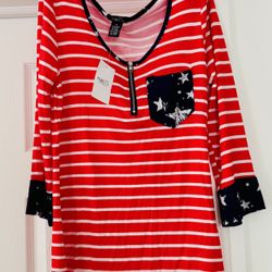 NEW Women’s Rue21 Shirt Size M Red, White, and Blue Flag