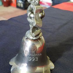 Vintage Wallace Silver plate Bell pewter Chistmas Santa 1993 A67V648