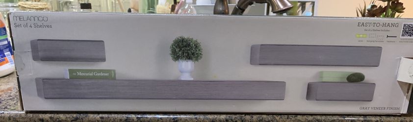 Beautiful Gray distressed shelves Set of 4