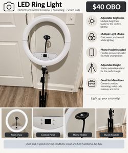 LED Ring Light with Stand and Phone Holder