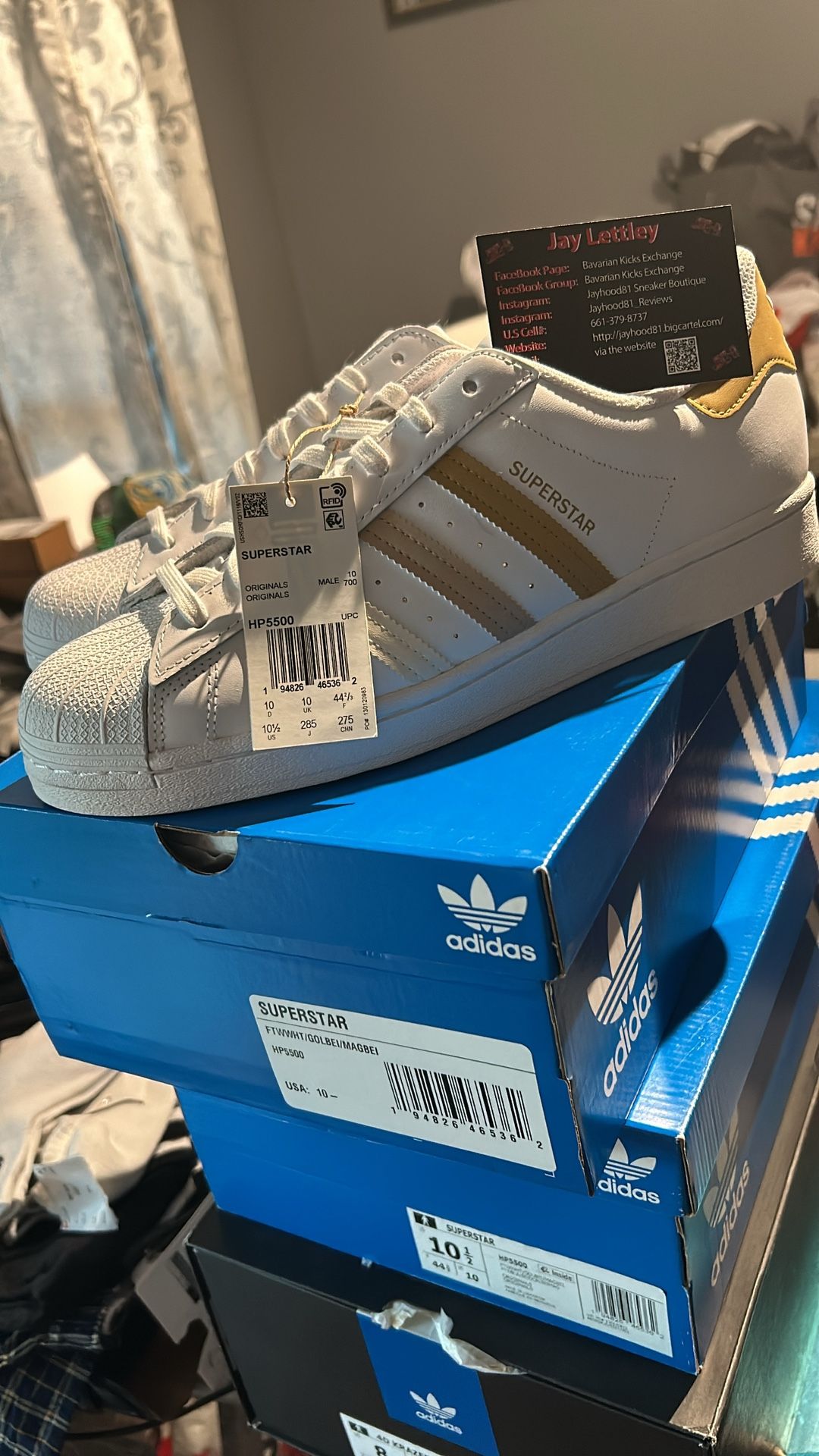 adidas Originals Superstar White/Golden Beige/Magic Beige Size 10 And 10.5