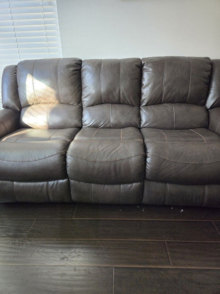 Leather Couch/ Sofa With Recliners